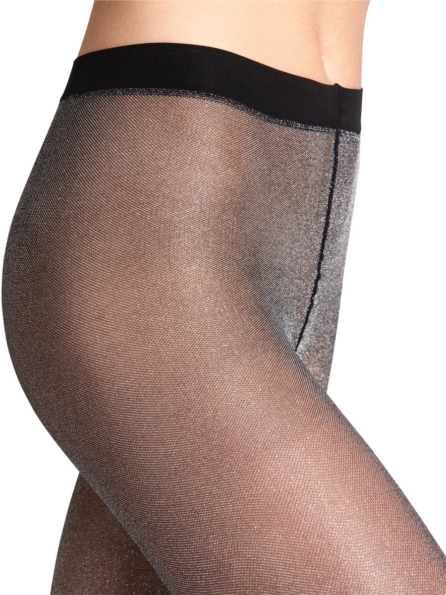 FALKE Glitter gedessineerd materiaal transparent 30 DEN panty dames zwart - maat S