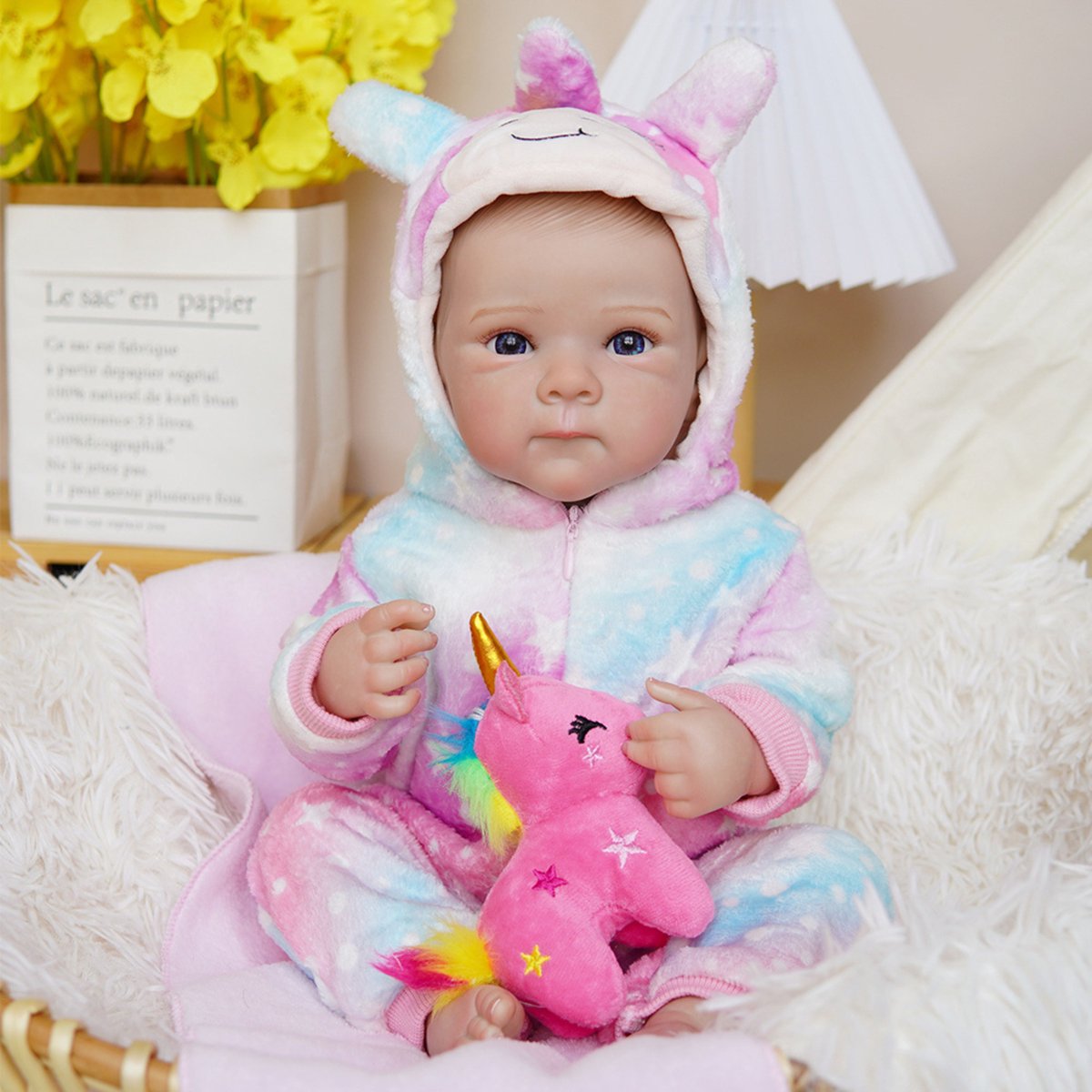 Lovibella® Elara Unicorn Levensechte Babypoppen - 1,1 Kilo - 45 CM - Reborn Baby Pop - Met Accessoires - Reborn Baby - Reborn Baby Doll - Dementie Pop - Reborn Poppen Meisje — afbeelding 9