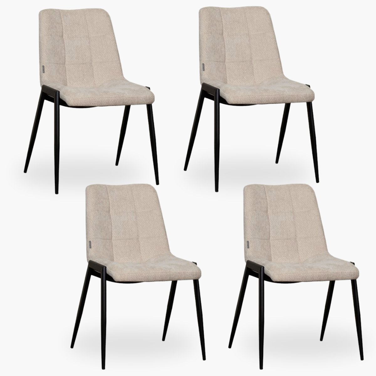 4x Eetkamerstoel Isa - Beige Velvet - Set van 4 - Naturel
