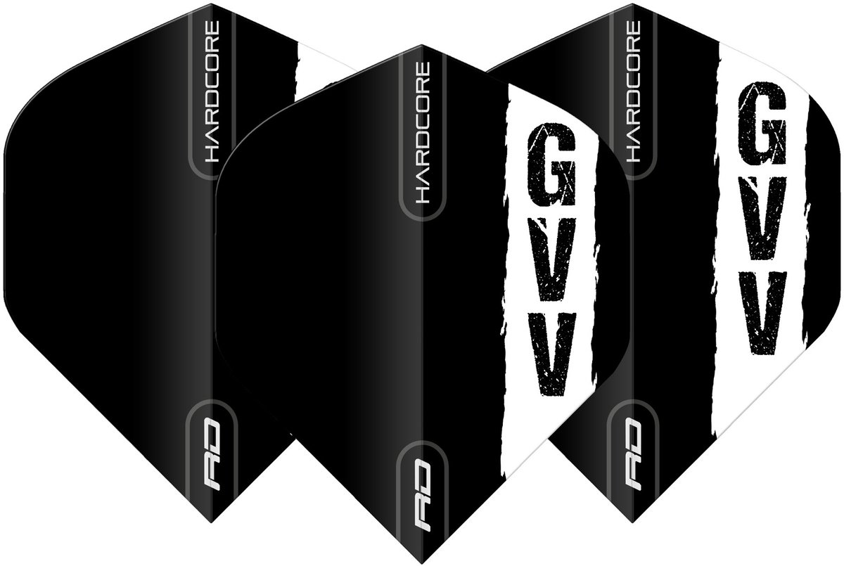 Red Dragon Gian van Veen Black with GVV logo Hardcore Standard - Dart Flights
