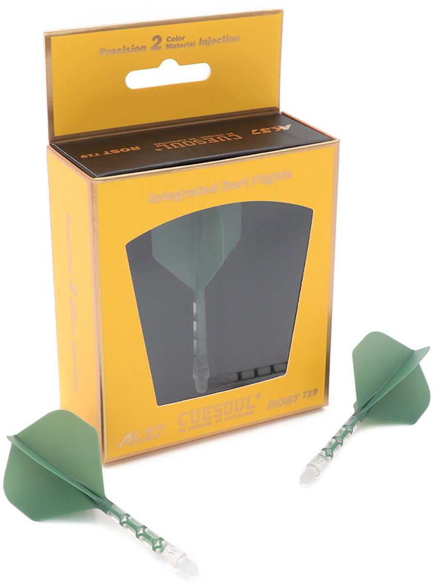 Cuesoul - ROST T19 Integrated Dart Flights - Standard Shape - Clear Green S