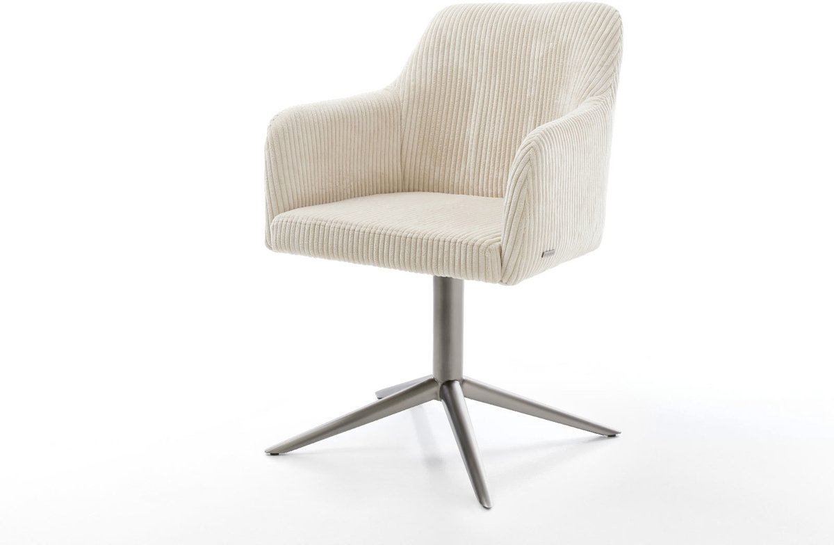 DELIFE Eetkamerstoel Greg-Flex kruispoot grafiet koord beige 360° draaibaar rocker-functie pocketveer kern