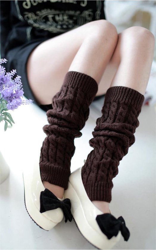 VUCDXOP Lange beenwarmers voor dames en meisjes, winter, gehaakt, gebreide manchetten, beenwarmers, kniekousen, overknees, in eenheidsmaat, lichtgrijs, Eén maat