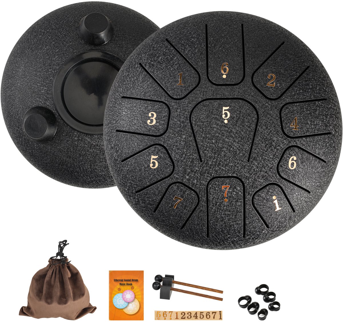 Steel Tongue Drum Serie - Melodische Percussie Instrument - Zwart - 6 Inch - 11 Tongen