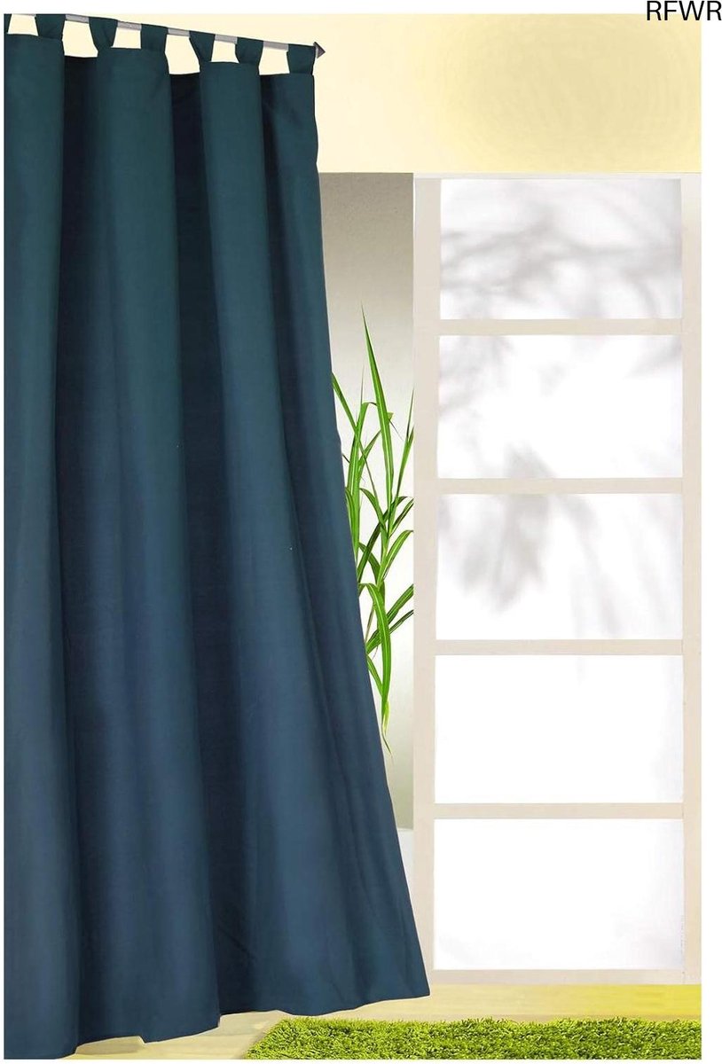 RFWR Decoratief gordijn met lussen en plooiband - Effen ondoorzichtig en lichtdoorlatend (175 x 140 cm, donkerblauw)