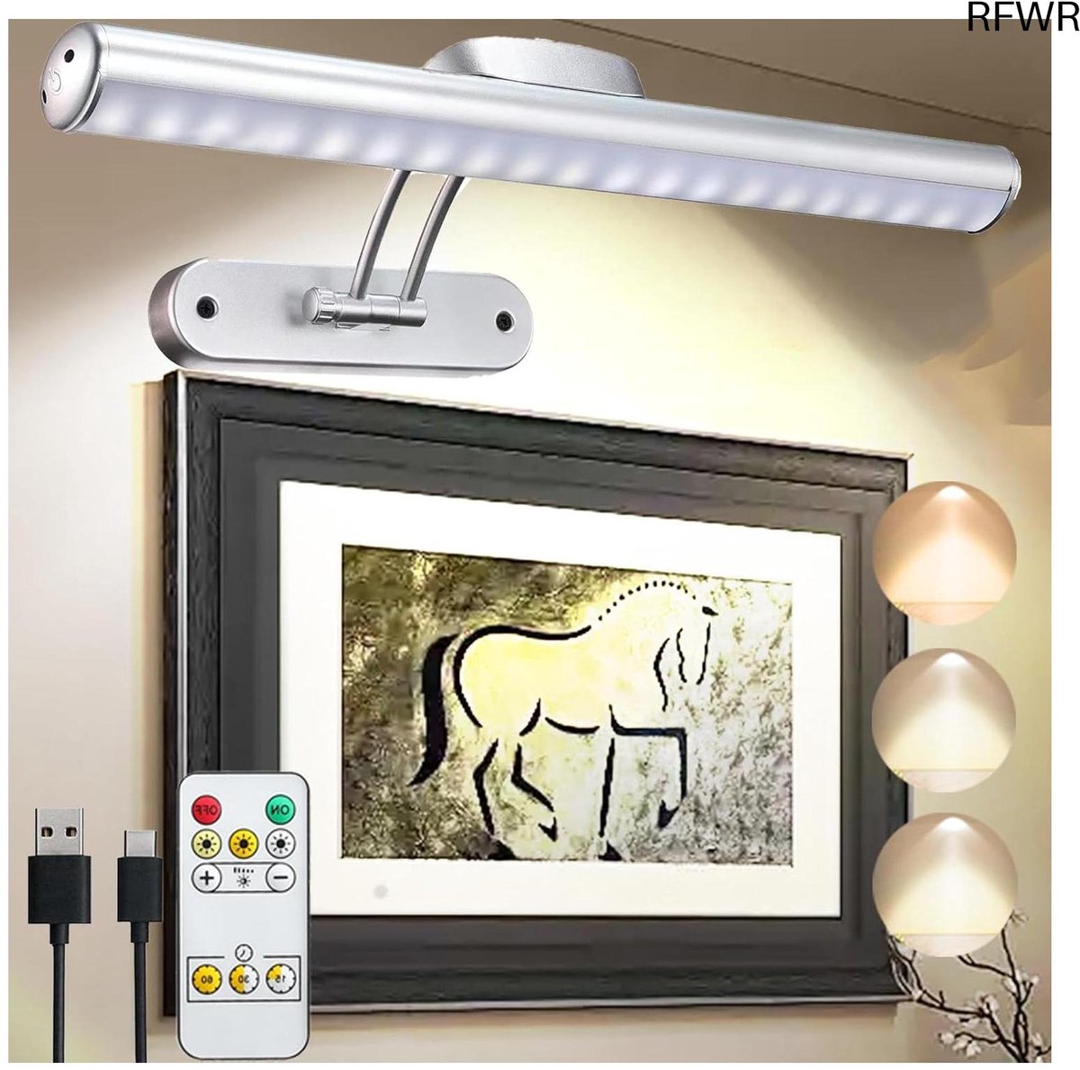RFWR® Draadloos Schilderlicht met Afstandsbediening - Oplaadbaar en Dimbaar voor Kunstwerken