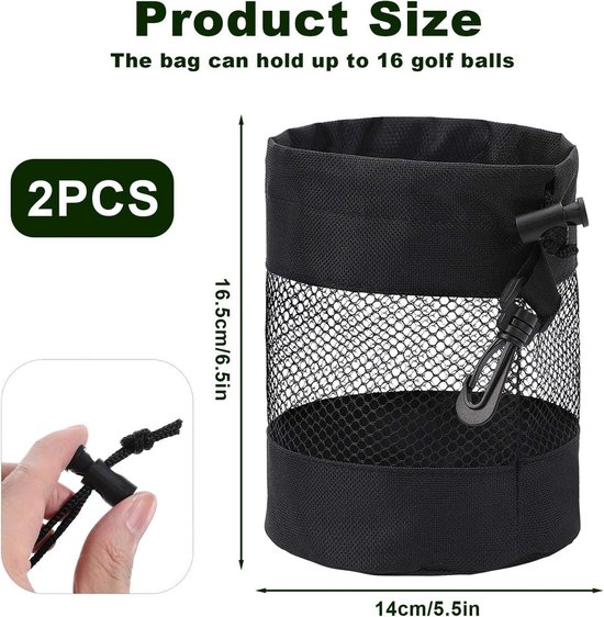 Allecto Plus - Golfken Nylon Mesh Golfbaltas 2 stuks met Trekkoord voor Golfaccessoires — afbeelding 5