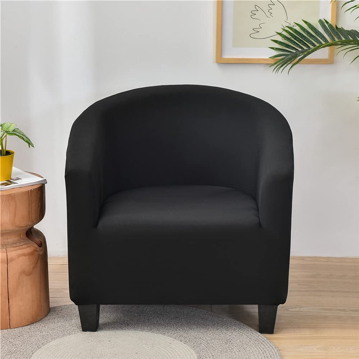 Ibenzoa Moderne Elastische Fauteuilbeschermer voor Club- en Cocktailstoelen in Stijlvol Zwart