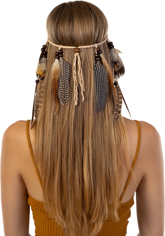 Fashband Boho veer hoofdband Indiase kwastjes hippie tribal hoofddeksel festival kostuum haaraccessoires voor vrouwen (zwart, één maat
