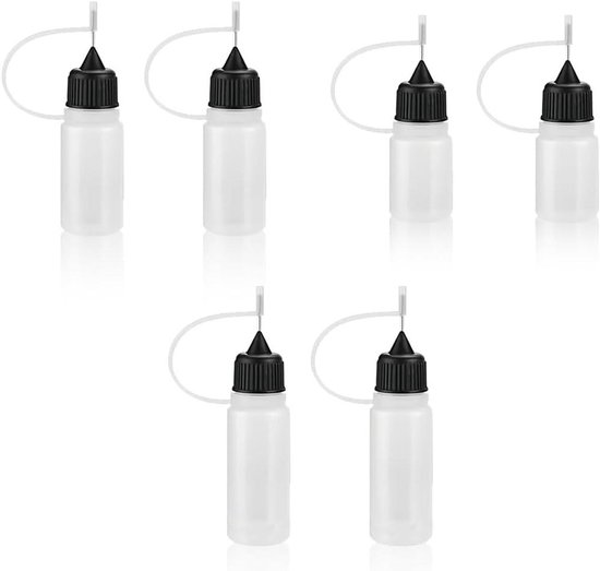 Applicatorflessen, kunststof, knijpfles, 10 lijmapplicatoren van 10 ml, druppelfles, precisiefles, knijpfles, applicator met naaldpunt, flessen met lijmapplicator