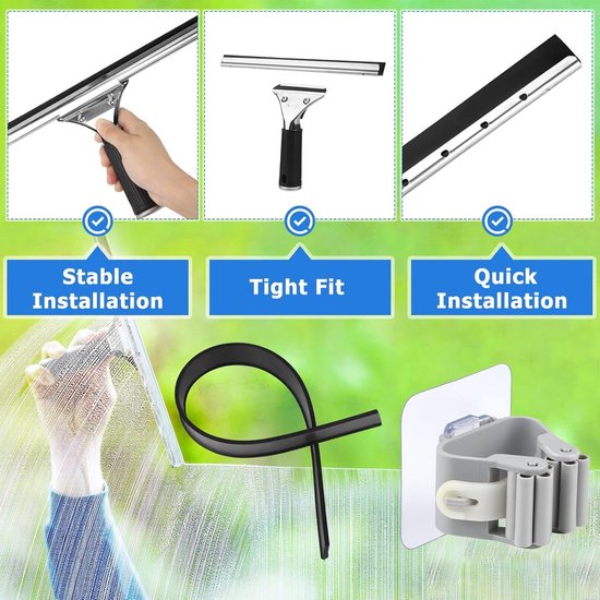 Decopatent® PRO Dubbelzijdige Raamwisser - Raamtrekker Met Spray Functie - Voor Glazen Ramen Of Douche Ramen Wassen En Zemen 2