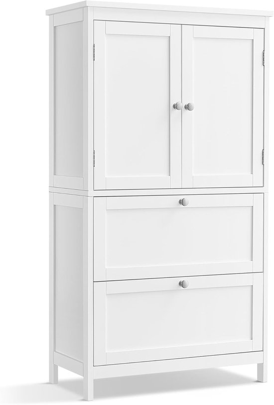Badkamerkast met 2 Deuren en 2 Laden - Opbergkast voor Badkamer en Keuken - Verstelbare Plank 30x60x110 cm