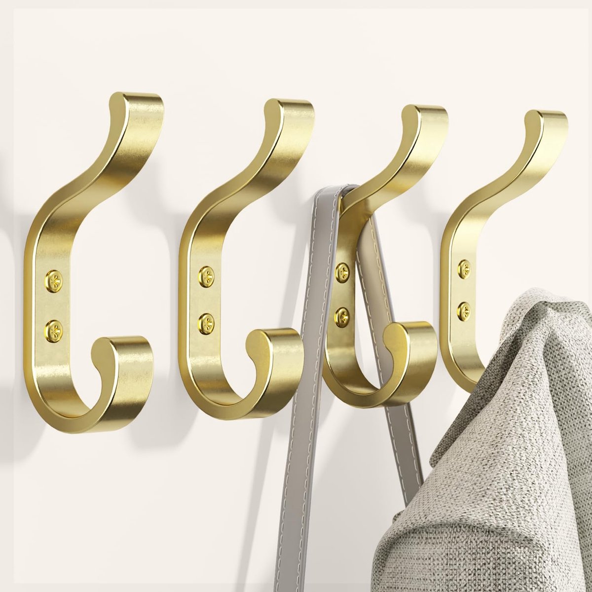 Ibenzoa® Gouden wandhaken voor veelzijdig gebruik in huis en tuin, set van 4 stuks