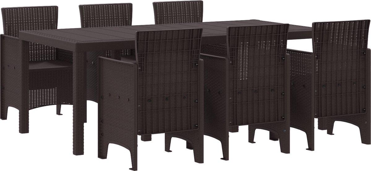 vidaXL - Tuin - Eettafel - Set - 7 - pcs - Bruin - Polypropyleen