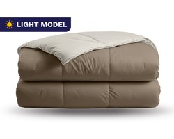 Zelesta Deluxe Duo Light - Taupe & Cream 140x200 - Zomerdekbed zonder overtrek - Katoenen dekbed - Dekbed met vaste hoes - Hoesloos dekbed