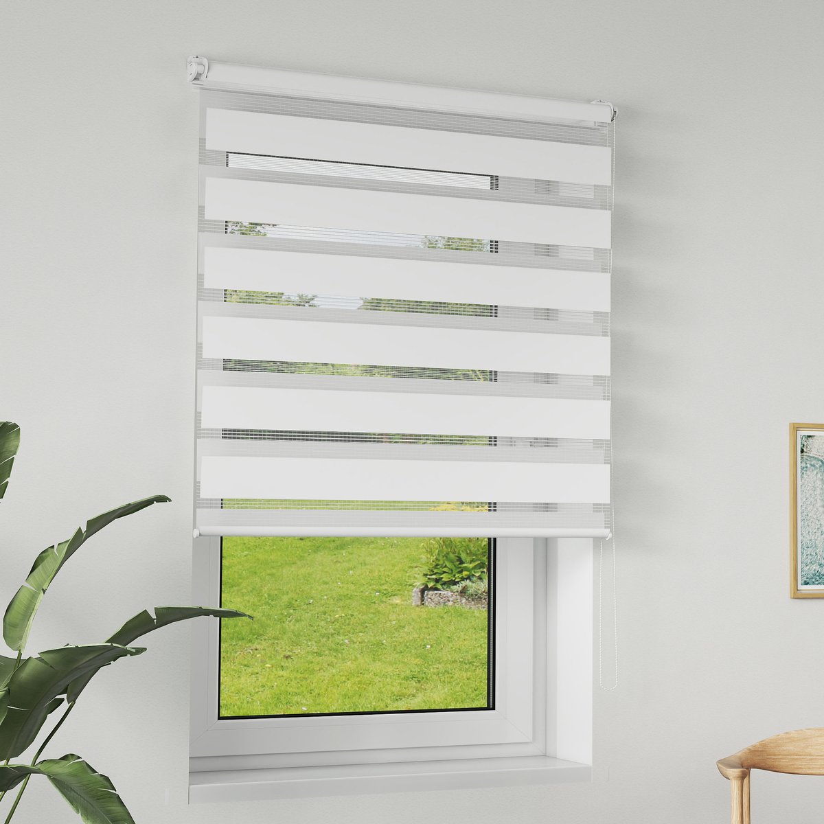 Dubbel rolgordijn Klemmfix klemrolgordijn raamgordijn zijtrekrolgordijn UV-bescherming privacybescherming - Wit - B120 x H150 cm