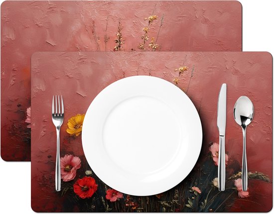 Placemats 6 Stuks 45x30 Cm Placemat Kunststof Bloemenboeket placemats-6-stuks-45x30-cm-placemat-kunststof-bloemenboeket