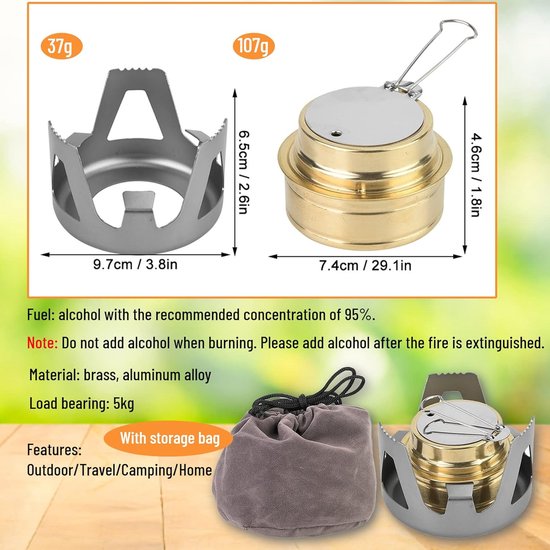 Mini-spiritusbrander, draagbaar spirituskooktoestel, campingkooktoestel, oven voor binnen, campingpicknick (grijs) van Esbit — afbeelding 3