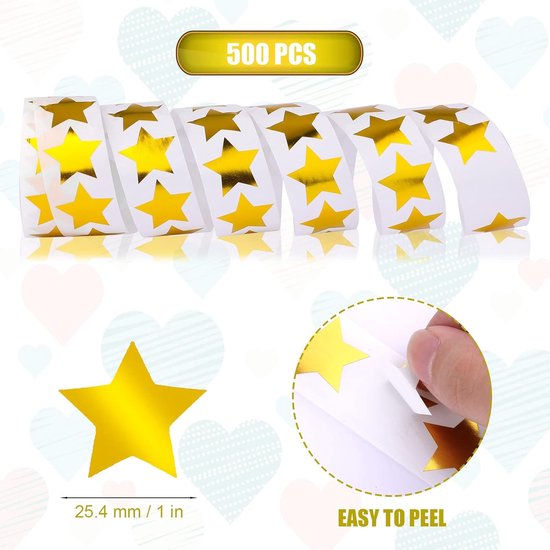500st 25mm Gouden Sterstickers - Beloning voor Kinderen - School Klaslokaal - Zelfklevend Holo Laser Ster Sticker voor Leraren Ouders Knutselen van Merkloos	 — afbeelding 3