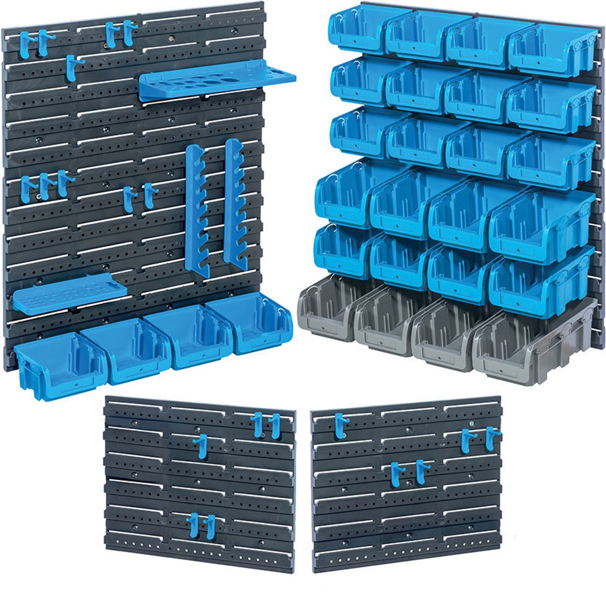 Allit gereedschapswand set incl. 55 accesoires - Zwart & blauw - Sorteervakken | Wandmontage