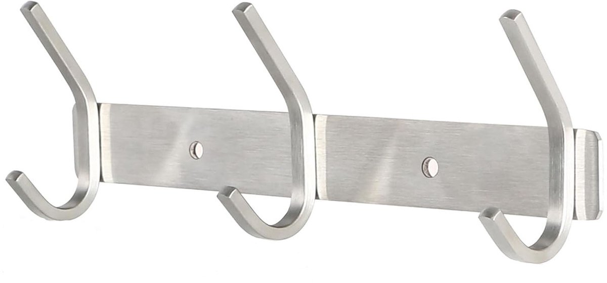 Zilveren kapstokhaak - wandmontage - 3 haken - garderobekast - 30 cm - maximale belasting 30 kg - zware kapstok - roestvrij SUS304 - roestvrijstalen kapstokhaak - geschikt voor deur - keuken - slaapkamer - badkamer - entree