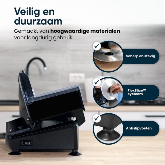 Fleau Kitchen Snijmachine - Inclusief 2x RVS Snijblad - Broodsnijmachine - Vleessnijmachine - Allessnijder - Elektrisch - Krachtig