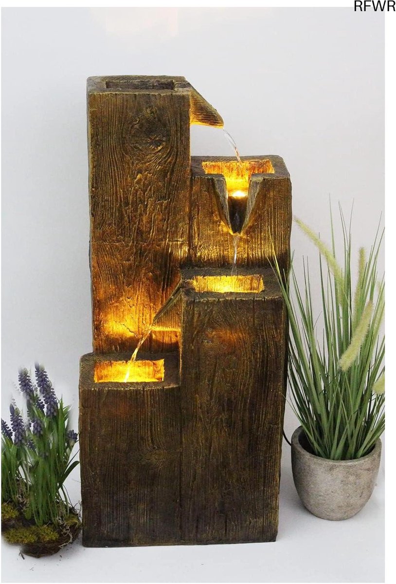 RFWR® Houten Tuinfontein met Verlichting - Terrasfontein & Kamerfontein