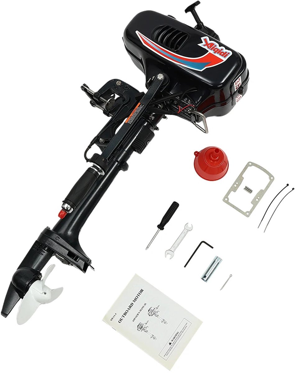 Buitenboordmotor – Compacte Motor – Watergekoelde Motor – Kleine Bootmotor – Vismotor – 52cc Motor – Aluminium Behuizing