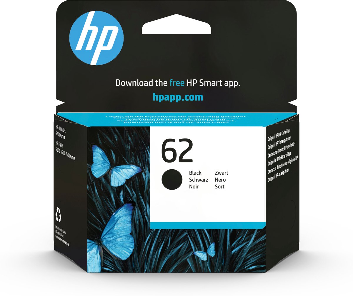 HP 62 Inktcartridge C2P04AE, Zwart