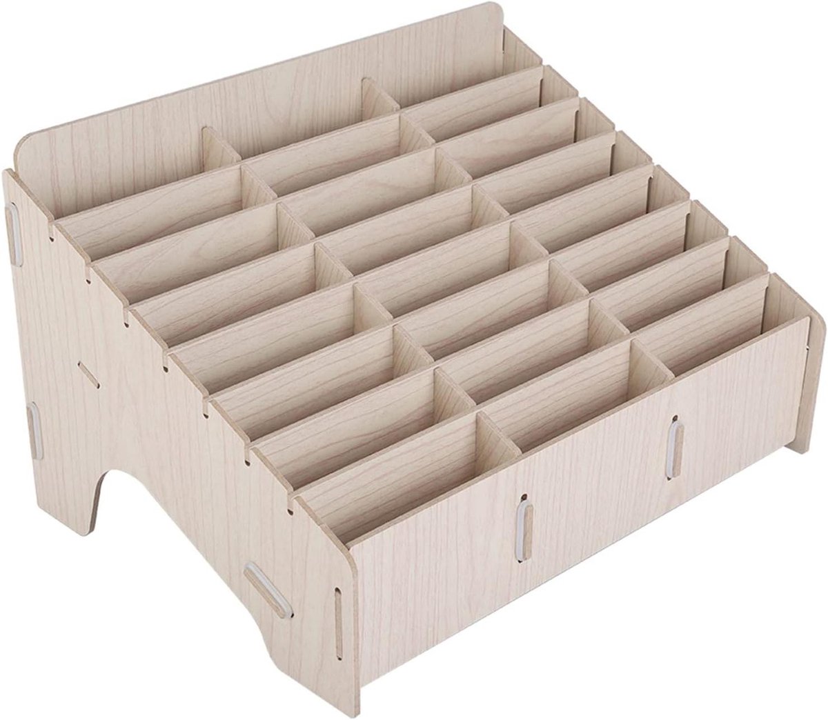 Allecto Plus - Houten Opbergdoos met 24 Roosters voor Mobiele Telefoon en Accessoires - Multifunctionele Organizer met Manager voor Horloges en Portefeuilles