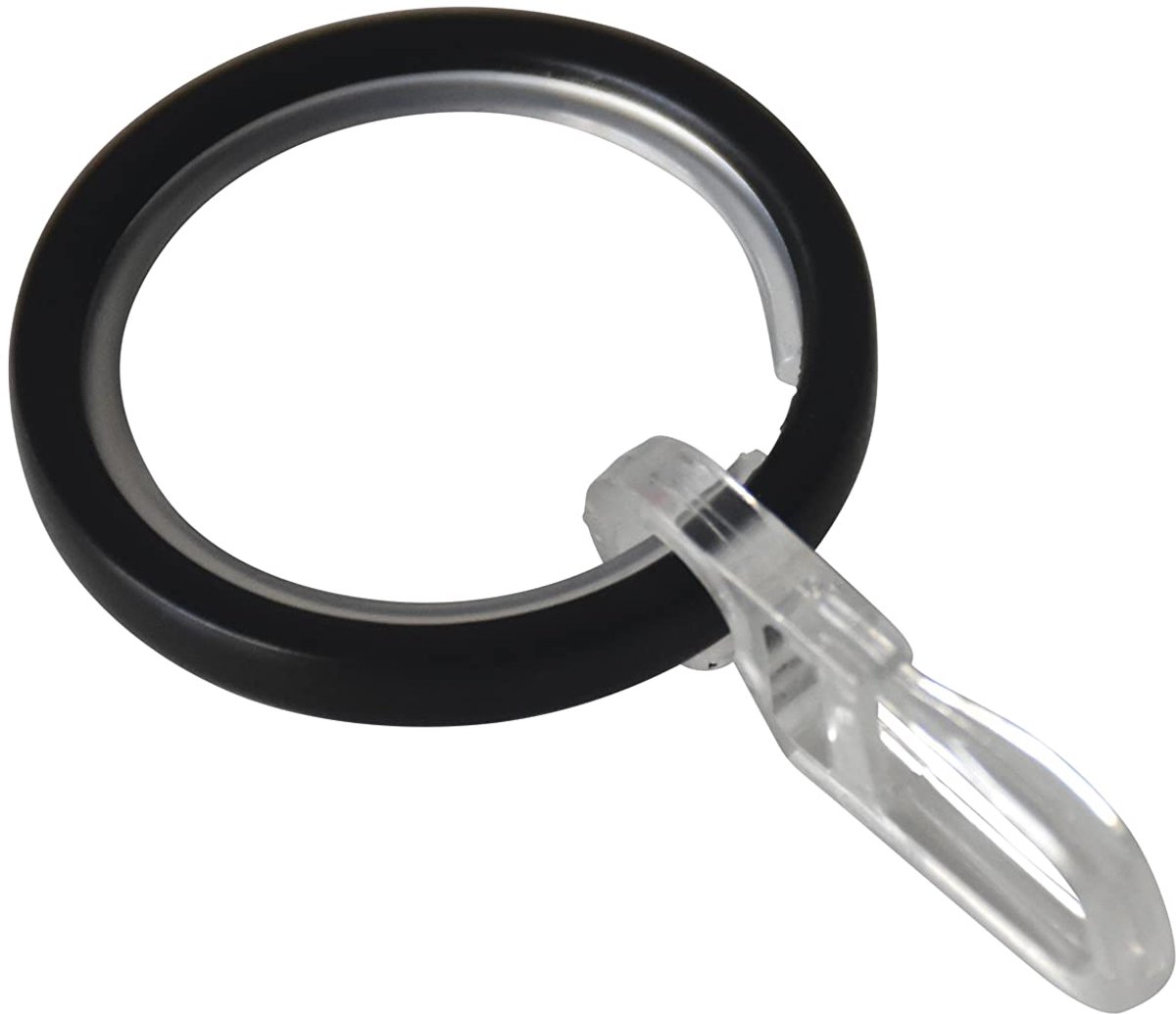 Ibenzoa Gordijnringen Set met Glijinleg en Gordijnhaken voor 20 mm Roedes, Mat Zwart, 10 Stuks