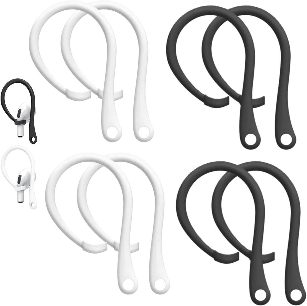 Allecto Plus - Anti-verlies oorhaken voor AirPods en Pro hoofdtelefoon - Set van 4 - Sportieve activiteiten - Compatibel met Bluetooth-hoofdtelefoons