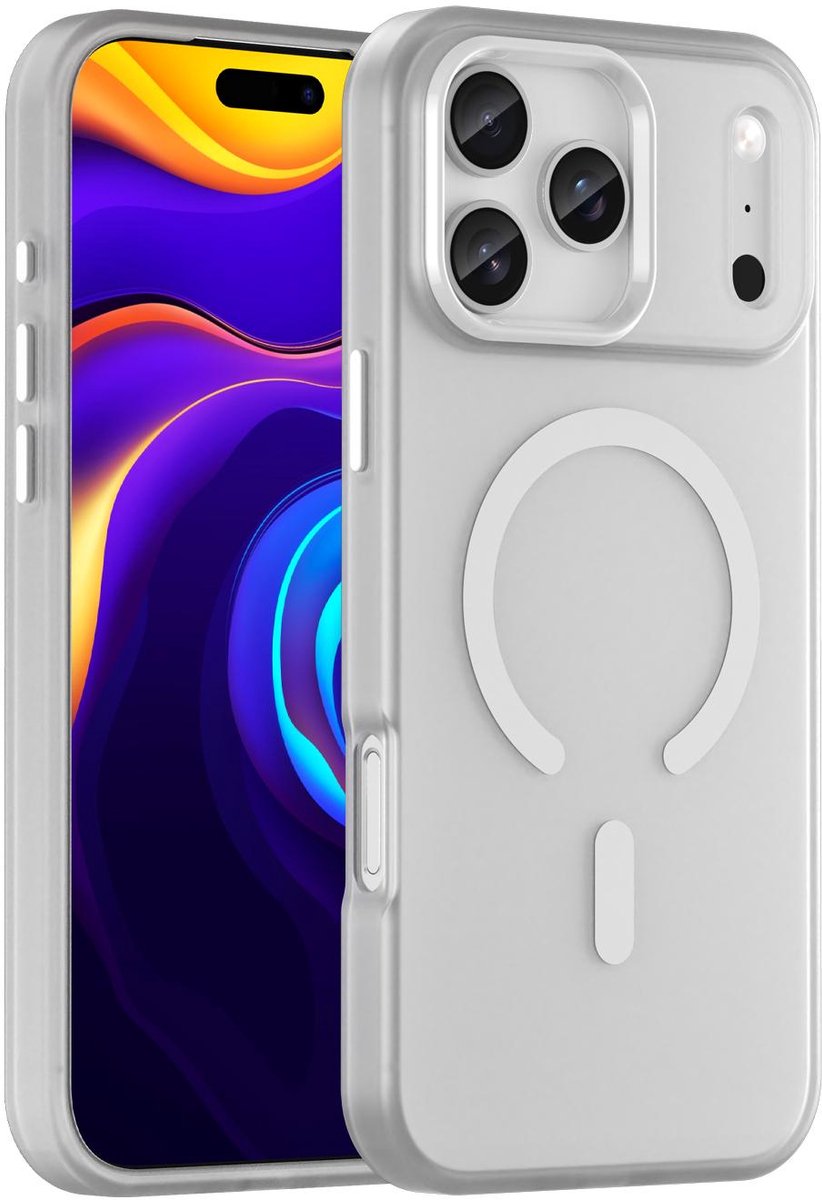 Mobigear Hoesje geschikt voor Apple iPhone 17 Pro Max MagSafe Telefoonhoesje Hardcase | Mobigear Shockproof Backcover | Geschikt voor MagSafe | Geschikt voor Draadloos Opladen met Magnetische Ring | Geschikt voor MagSafe Case - Wit