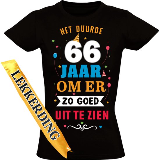Verjaardag Shirt Dames 66 Jaar + Sjerp Grappig