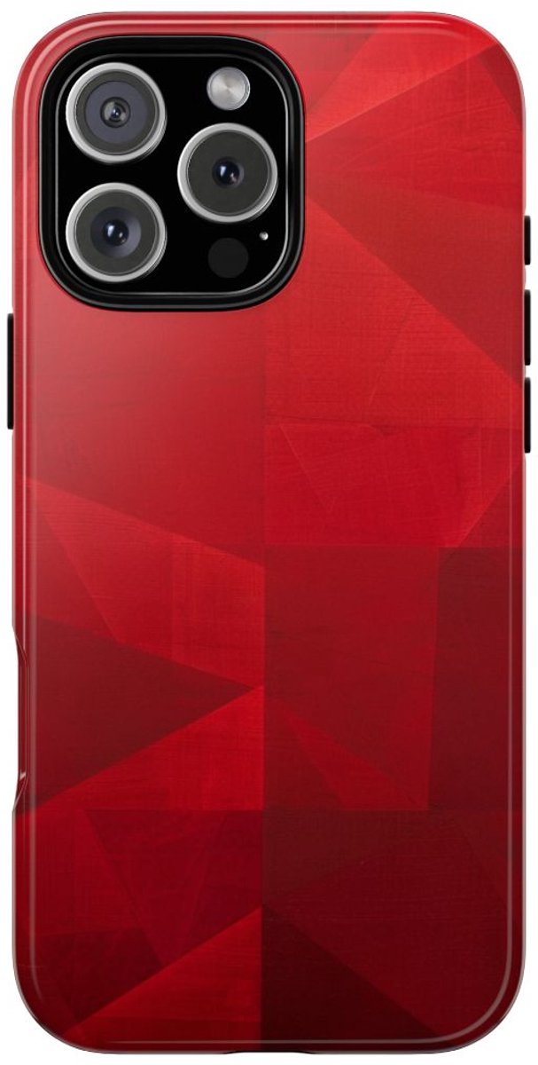 Rood Geometrisch Abstract Ontwerp – Telefoonhoesje Geschikt voor iPhone 16 Pro Max