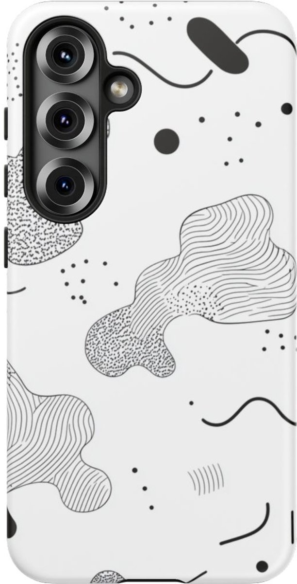 Abstract Zwart-Wit Minimalistisch Patroon – Telefoonhoesje Geschikt voor Galaxy S25
