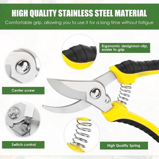 Garden Shears 3 Pieces Pruning Shears and Tree Scissors Set, Professional Plant Shears, Sharp Rose Shears, Bypass Pruning Shears for Planting, Gardening, Trimming, Garden Tools van Merkloos	 — afbeelding 3