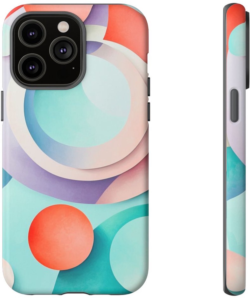 3D Pastel Cirkels Abstracte Kunst – Telefoonhoesje Geschikt voor iPhone 14 Pro Max