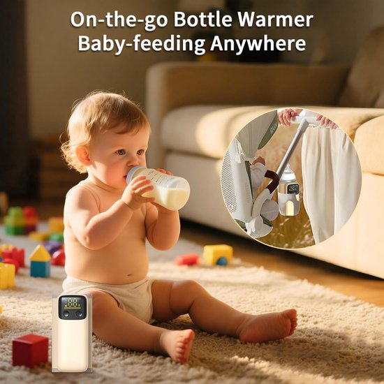 Flessenwarmer - Draagbare flessenwarmer - flessenwarmer onderweg - Thermosfles Flessenwarmer - reisvriendelijk - lekvrij - nauwkeurige temperatuurregeling - LCD-scherm - warmte gedurende 2.5-3.5 uur - opladen snel - Voor 95% van alle babyflessen — afbeelding 4