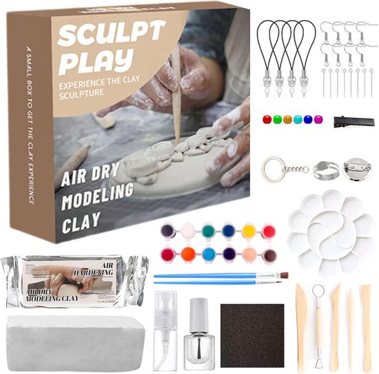Sculpd Acrylverfset, 8 x 22 ml tubes premium gekleurd acryl, stevige consistentie en levendige kleuren, verf op luchtdroge klei, canvas, keramiek, stof, hout en meer, pasteltinten