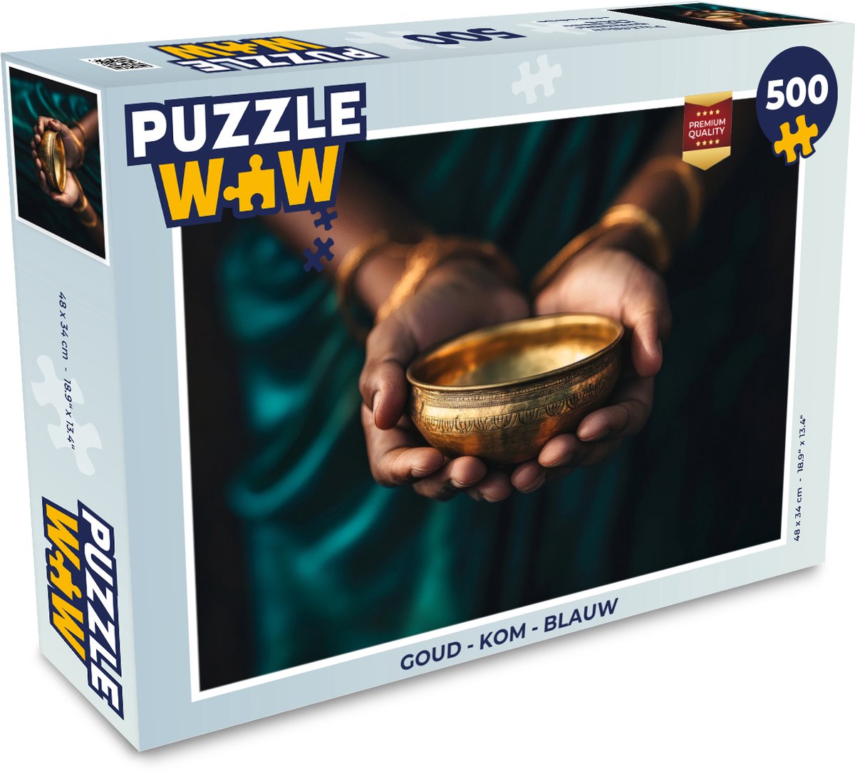 Puzzel Goud - Kom - Blauw - Legpuzzel - Puzzel 500 stukjes