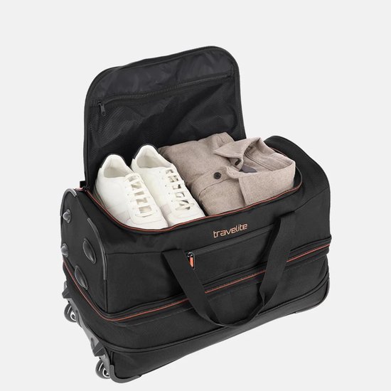 travelite Sac de voyage Valise Basics Wheeled Duffle Black / Orange Noir