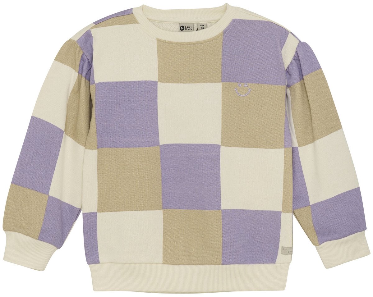 DAILY7 Sweater Check Truien & Vesten Meisjes - Sweater - Hoodie - Vest- Wit - Maat 140