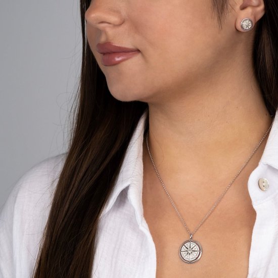 Collier femme Engelsrufer Windrose en Argent 925 rhodié, 2 zircones, taille unique 87847225