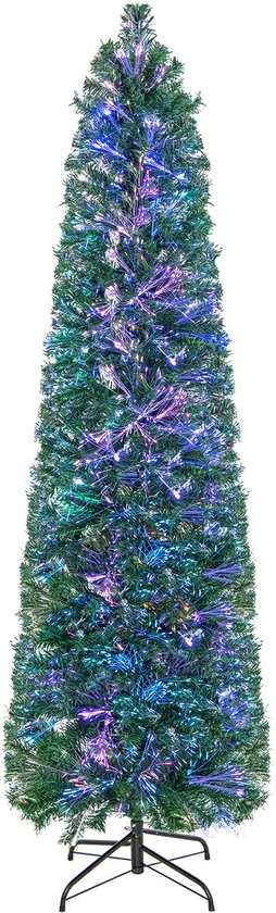 COSTWAY Kunstkerstboom, dennenboom met metalen standaard, klapsysteem, ideaal voor thuis, kantoor, winkels en hotels, groen (150 cm