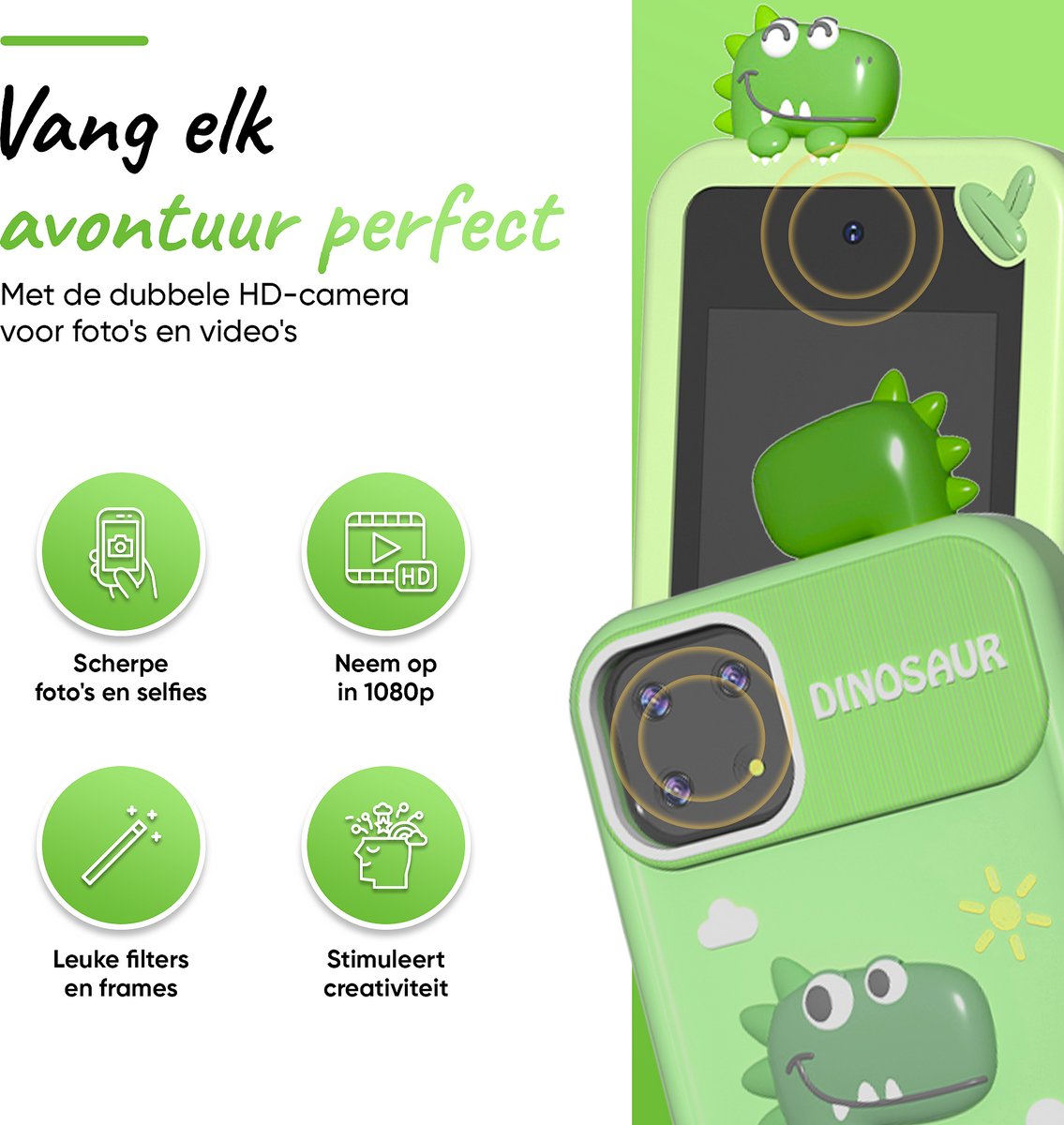 BP® Speelgoed Telefoon Groen - Kindertelefoon - Kindercamera - Educatief Speelgoed 3 Jaar - Kinder Telefoon - Nederlandse Instellingen - 22 Kindvriendelijke Offline Apps - Educatieve Spellen - Inclusief 32 GB SD Card — afbeelding 6