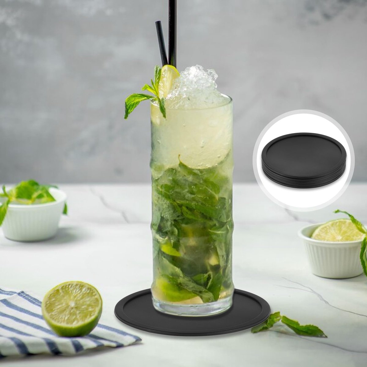 Ibenzoa® Zesdelige set hittebestendige siliconen onderzetters voor dranken - antislip en multifunctioneel