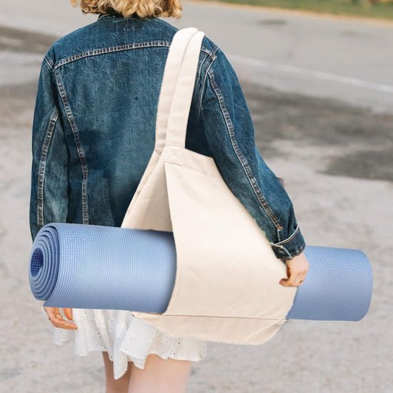 Yogatas - Met houder voor yogamat - Schoudertas met zak - Multifunctionele fitness-schoudertas - Grote capaciteit voor yoga-accessoires - Canvas tas - Geschikt voor sportschool, kantoor, reizen, strand, oefeningen, sport - Khaki — afbeelding 4