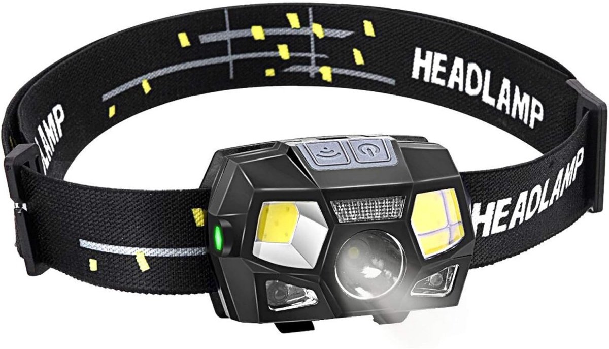 EXCITAT LED-hoofdlamp - USB-oplaadbaar - IPX4 waterdicht - Met bewegingssensor - Geschikt voor hardlopen, kamperen, fietsen en buitenverlichting