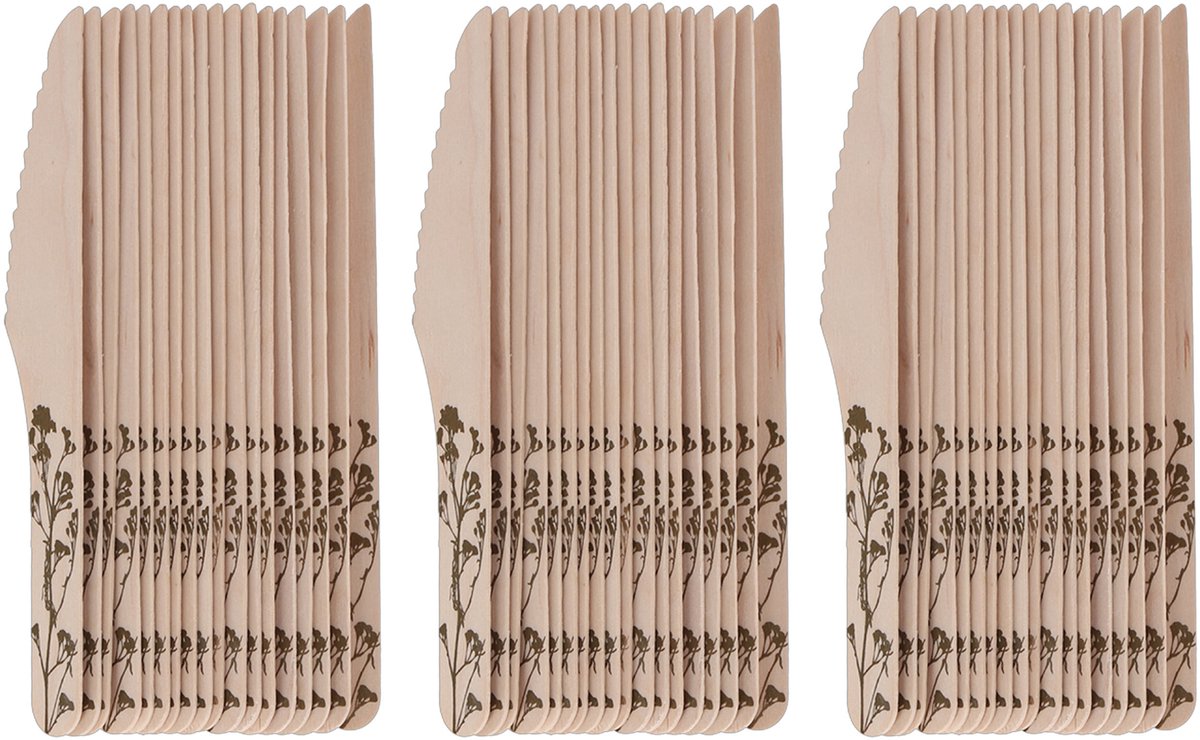 Esschert Design Messen - hout - 100x - kruidenopdruk - 16 cm - BBQ/Verjaardag/Camping/Party